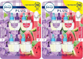 Febreze Odor-Fighting Fade Defy PLUG Air Freshener, Southern Lilac Mornings, Sweet Watermelon Vine, (2 of Each), .79 fl. oz. Oil Refill, 4 Count (Pack of 2)