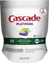 Cascade Platinum ActionPacs Dishwasher Detergent Lemon Scent, 18 ct