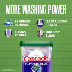 Cascade Platinum Plus Dishwasher Pods, Dishwasher Detergent, Dish Detergent Soap, Lemon, 19 Count