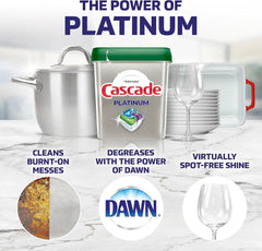 Cascade Platinum Dishwasher Pods, Dishwasher Detergent, Dishwasher Soap, Actionpacs, Lemon, 62 Count