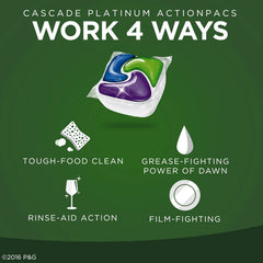 Cascade Platinum ActionPacs Dishwasher Detergent Lemon Scent, 18 ct